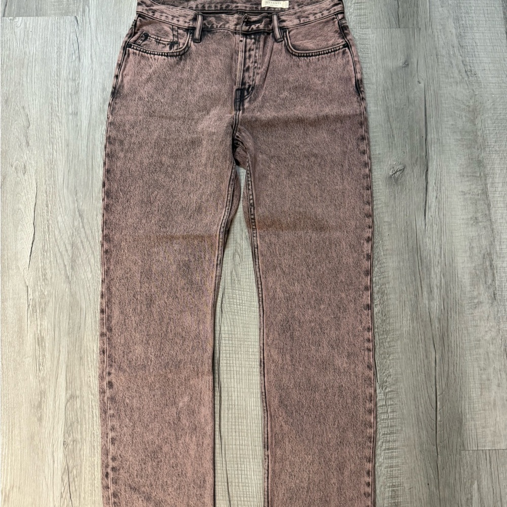 All Saints Men's Slim Acid Wash Jeans Pink